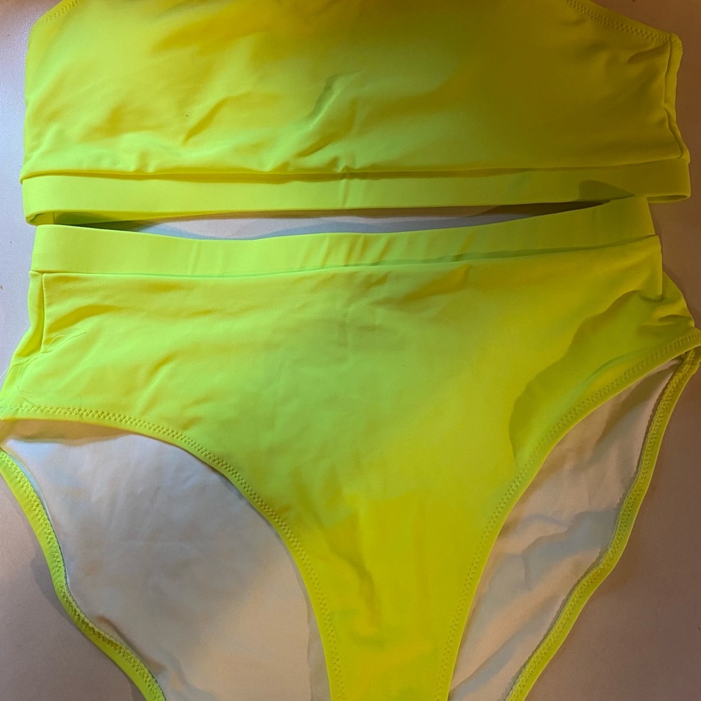 Women’s 2‎ piece Swimsuit Color Bright Yellow-Tint of Green -Brand New